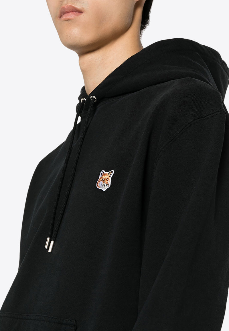 Maison Kitsuné Fox Logo Patch Drawstring Hoodie Black LM00702KM0001_P199