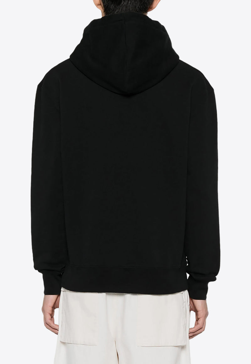 Maison Kitsuné Fox Logo Patch Drawstring Hoodie Black LM00702KM0001_P199