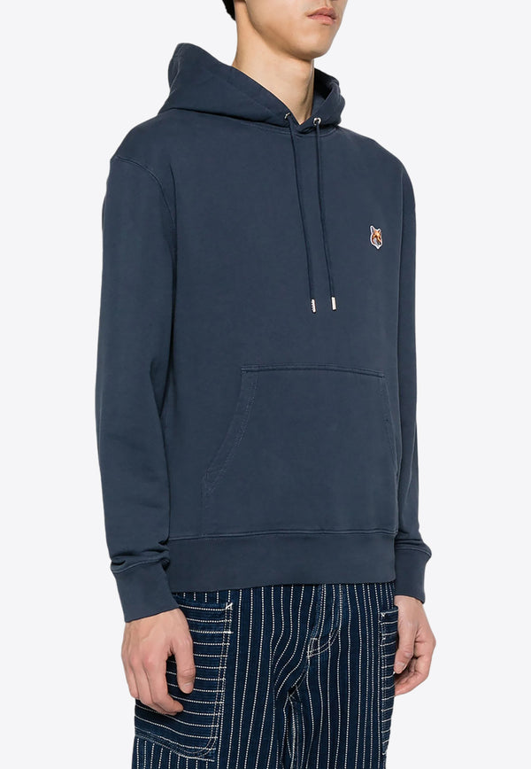 Maison Kitsuné Fox Logo Patch Drawstring Hoodie Blue LM00702KM0001_P476