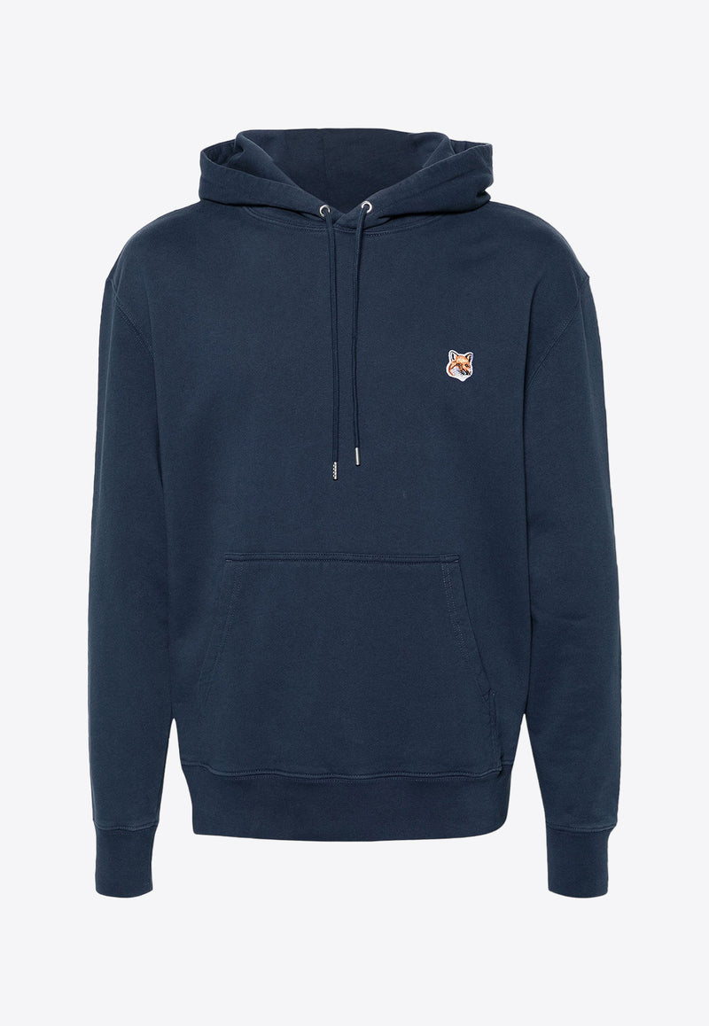 Maison Kitsuné Fox Logo Patch Drawstring Hoodie Blue LM00702KM0001_P476