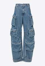 The Attico Fern Wide-Leg Cargo Jeans Blue 247WCP84D049_176