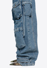 The Attico Fern Wide-Leg Cargo Jeans Blue 247WCP84D049_176