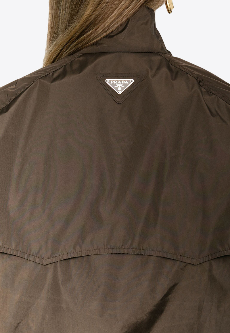 Prada Triangle Logo Windbreaker Jacket Brown 292192SOOO148U_F0003