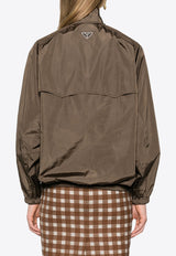 Prada Triangle Logo Windbreaker Jacket Brown 292192SOOO148U_F0003