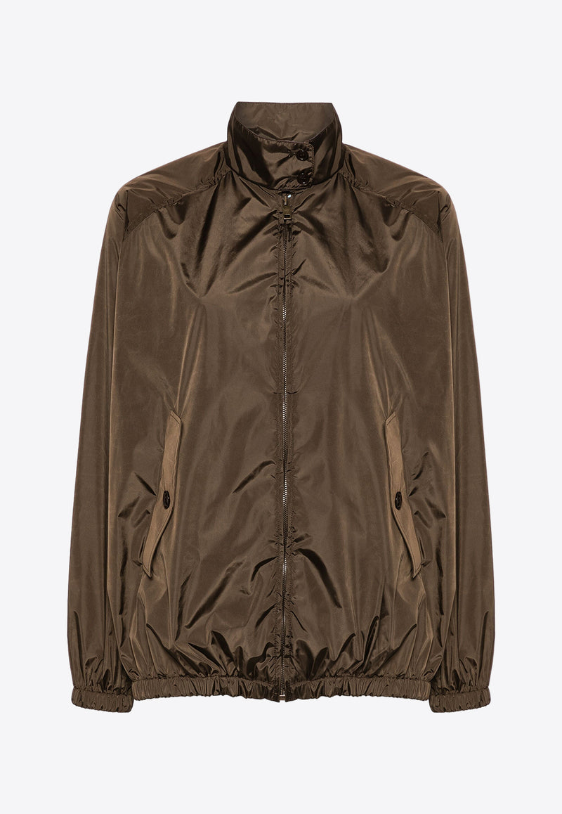 Prada Triangle Logo Windbreaker Jacket Brown 292192SOOO148U_F0003