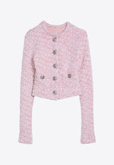 Balenciaga Tweed Cropped Cardigan Pink 793604T3328/P_BALEN-5000