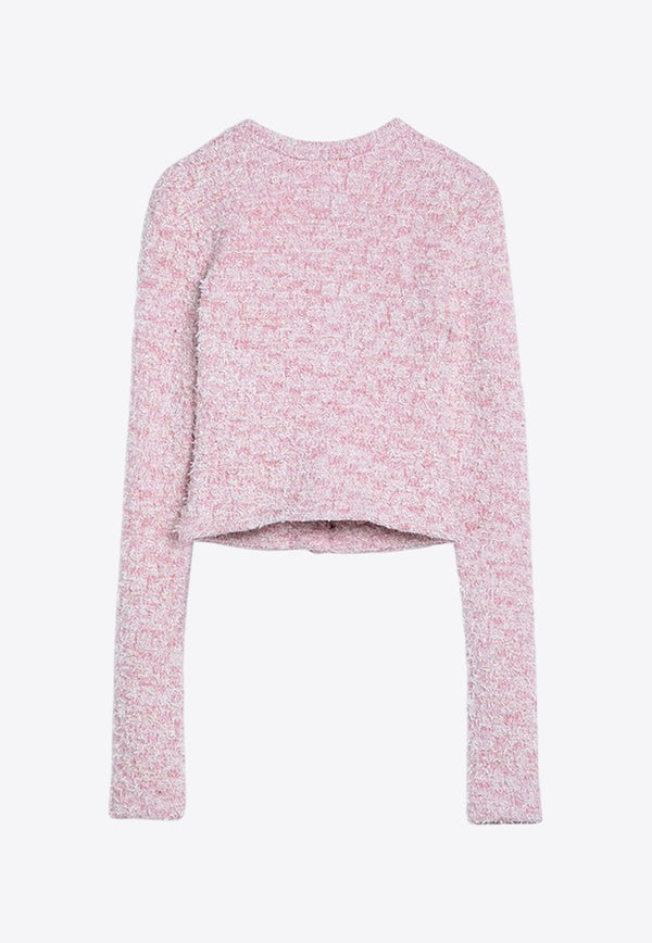 Balenciaga Tweed Cropped Cardigan Pink 793604T3328/P_BALEN-5000