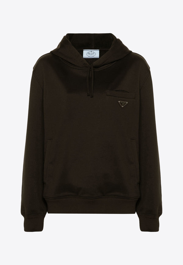 Prada Triangle Logo Hooded Sweatshirt Brown 134702SOOO1V26_F0192