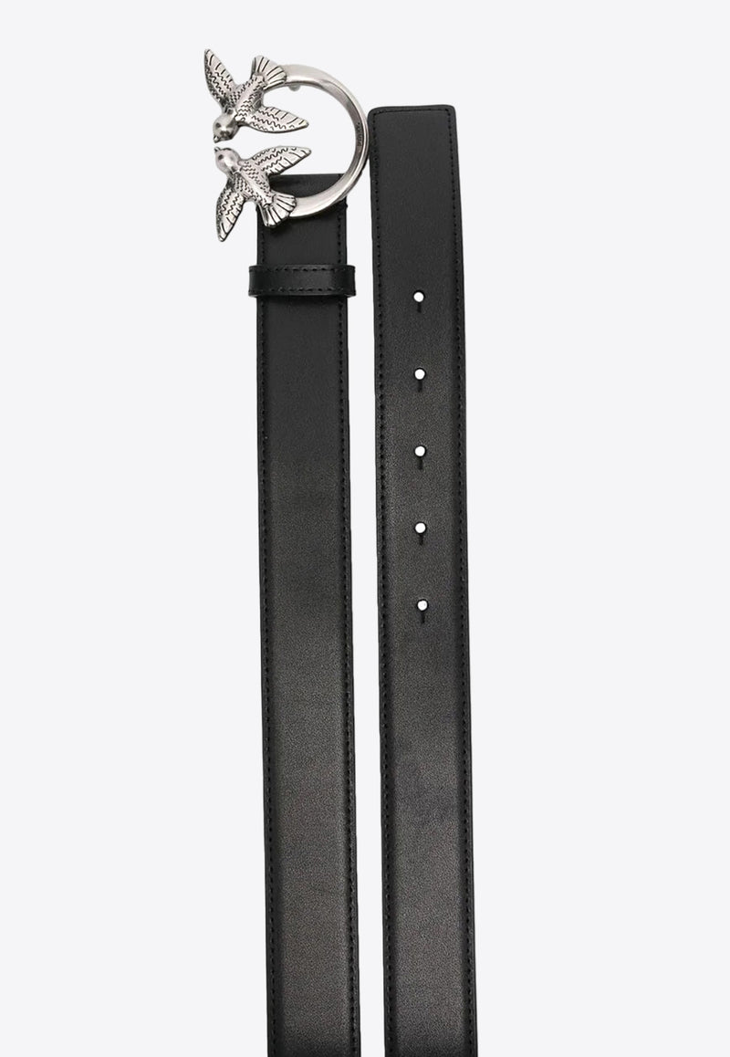 PINKO Love Berry Calf Leather Belt Black 100125A0F1_Z99O