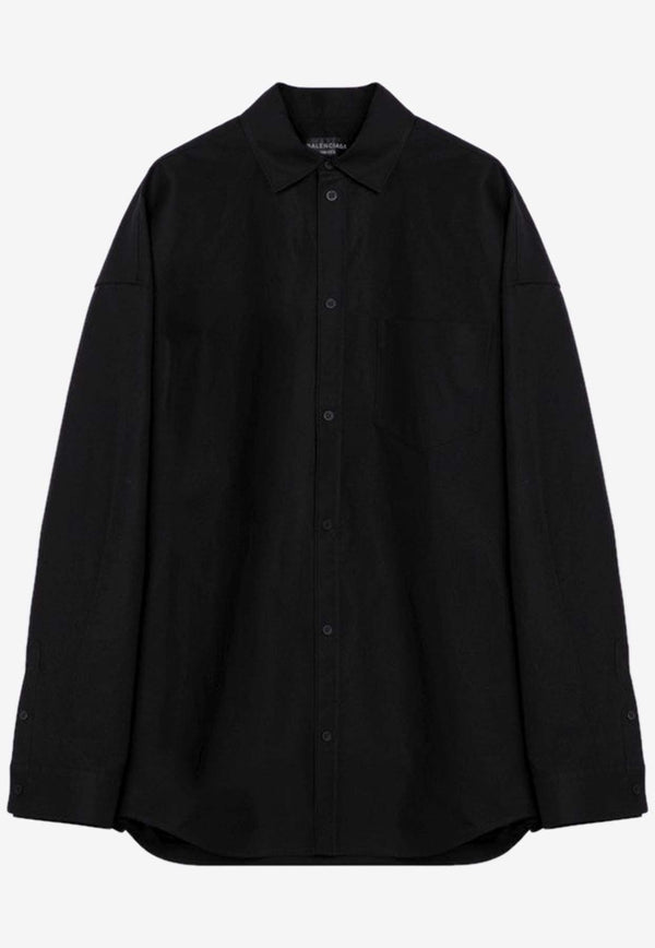 Balenciaga Oversized Long-Sleeved Shirt 794462TQM30/P_BALEN-1000 Black