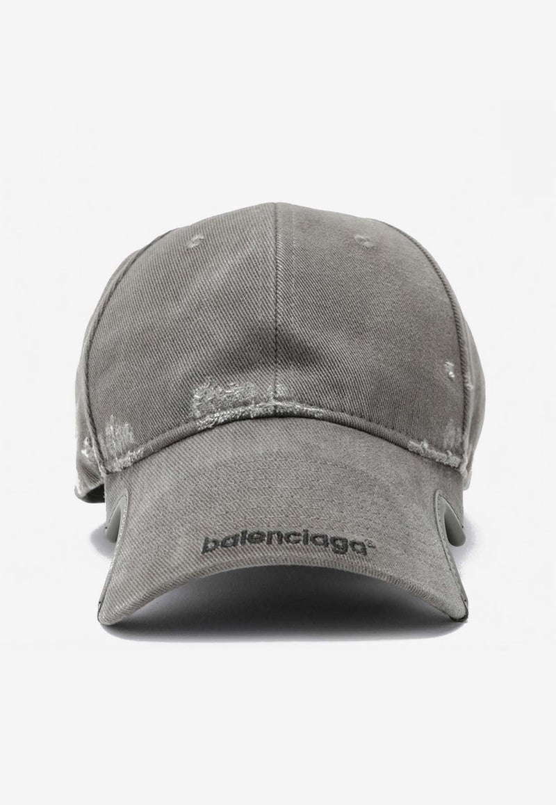 Balenciaga Logo Distressed Cap 794890410B2/P_BALEN-1290 Gray