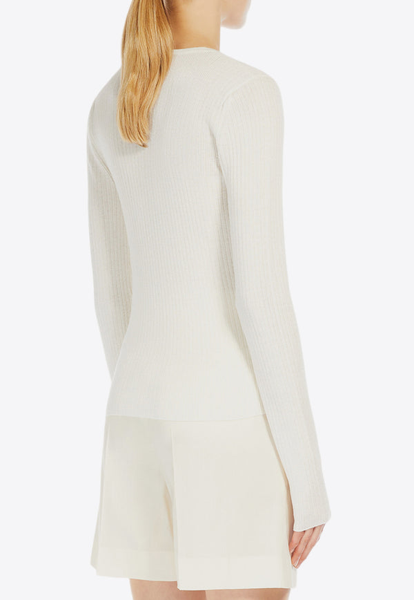 Max Mara Urlo Deep V-neck Sweater Vanilla 2421366111650URLO_001