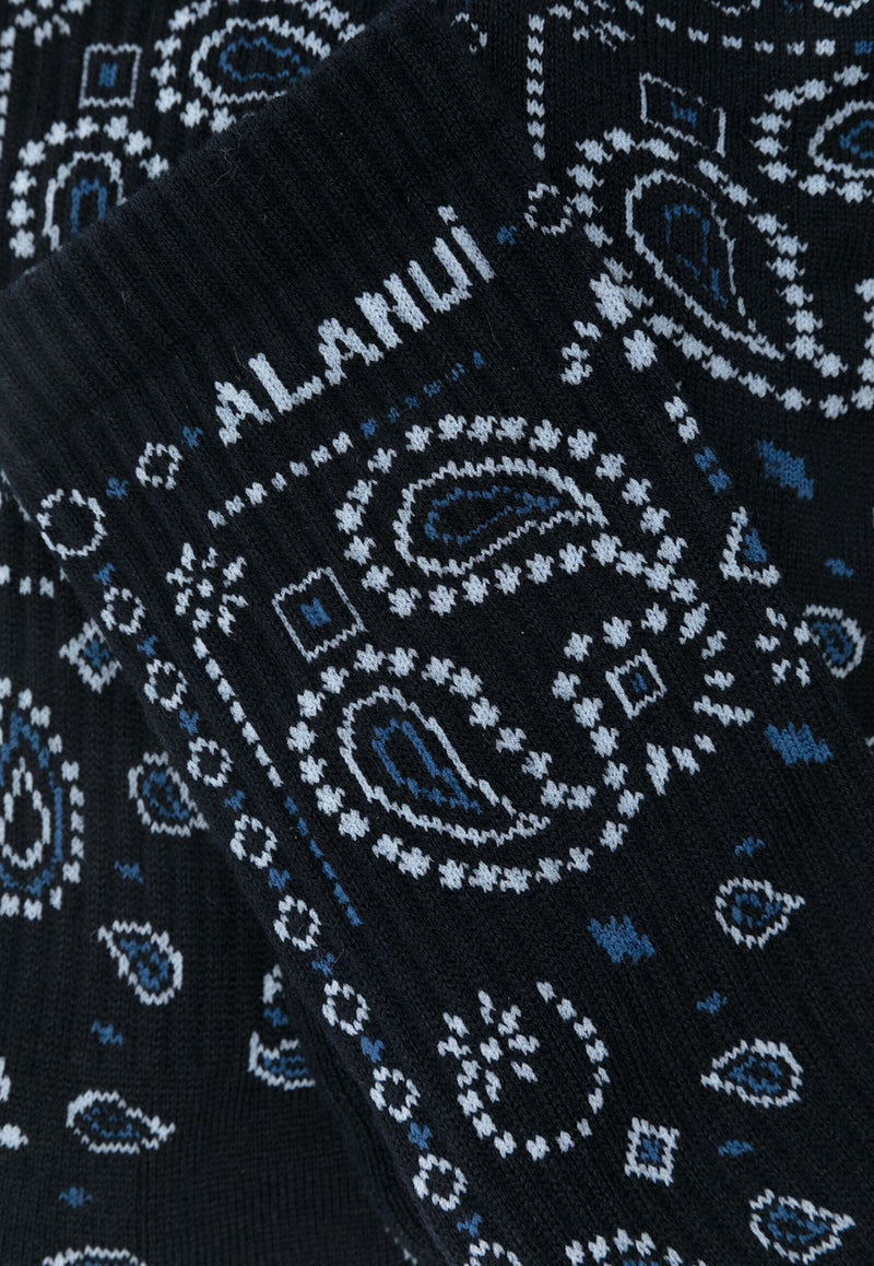 Alanui Bandana Print Ribbed Socks Midnight Blue LWRA007E24KNI001_4634