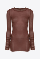 Rick Owens Ribbed Long-Sleeved Top Brown RP02D3202RC_93