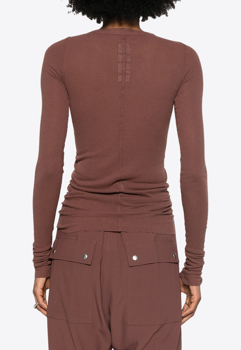 Rick Owens Ribbed Long-Sleeved Top Brown RP02D3202RC_93