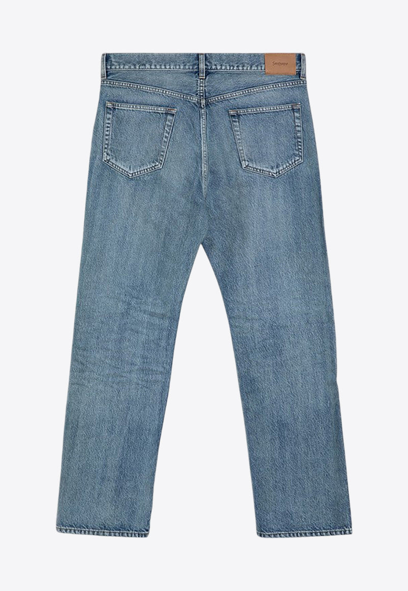 Saint Laurent Logo Patch Straight-Leg Jeans Blue 795478Y35AQ/P_YSL-4092