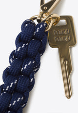 Miu Miu Cord and Nylon Key Ring Navy 5TT2093L74_F0216