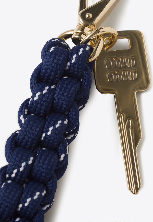 Miu Miu Cord and Nylon Key Ring Navy 5TT2093L74_F0216