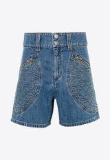 Isabel Marant Candice High-Rise Denim Shorts Blue SH0172FAB3H02I_30BU