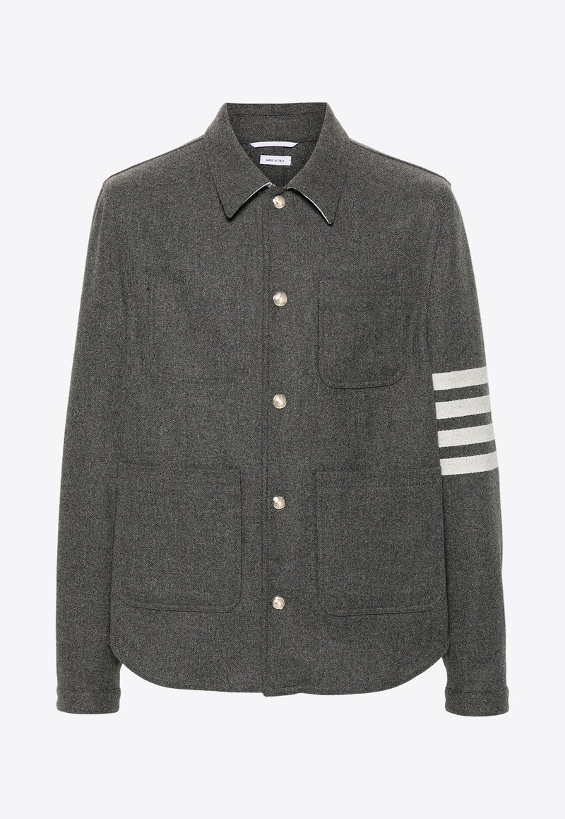 Thom Browne 4-bar Stripes Felted Utility Jacket Gray MJO220UF0522_035