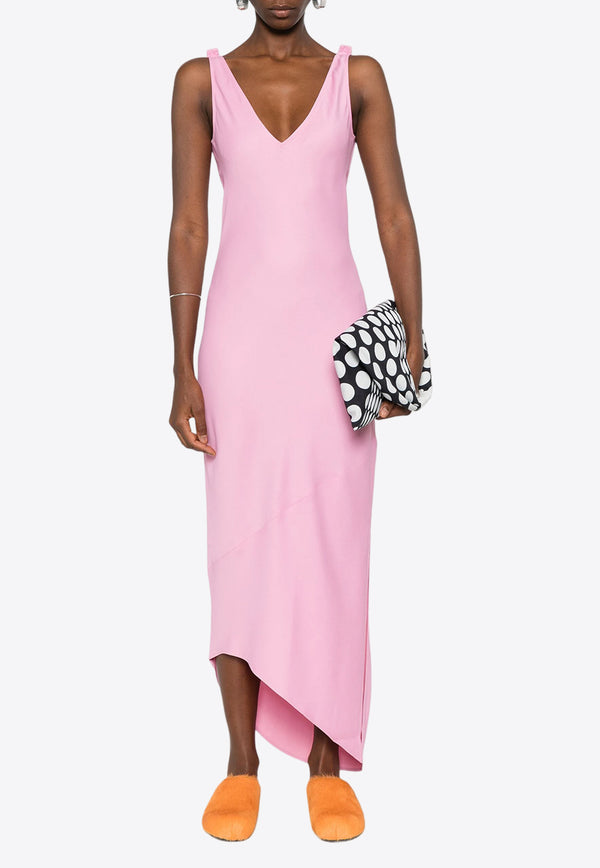 JW Anderson V-neck Satin Midi Dress Pink DR0448PG1601_340