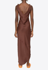 JW Anderson V-neck Satin Midi Dress Brown DR0448PG1601_600