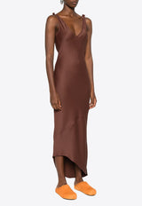 JW Anderson V-neck Satin Midi Dress Brown DR0448PG1601_600