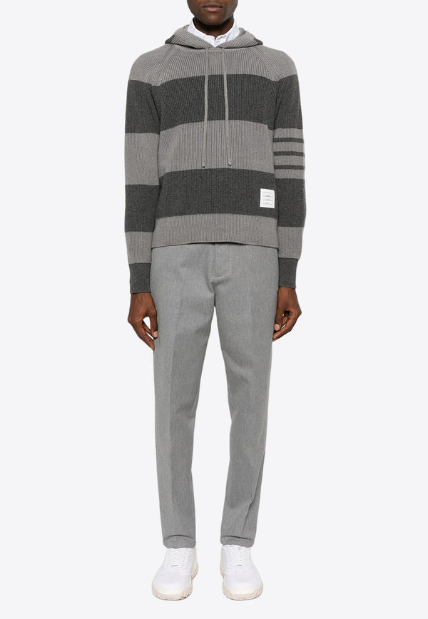 Thom Browne Striped Knitted Hooded Sweater Gray MKA513AY2011_982