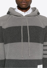 Thom Browne Striped Knitted Hooded Sweater Gray MKA513AY2011_982