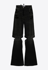 The Attico Wide-Leg Long Jeans with Cut-Out Black 248WCP157D097_100