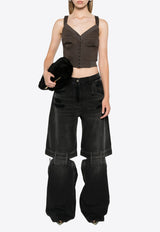 The Attico Wide-Leg Long Jeans with Cut-Out Black 248WCP157D097_100