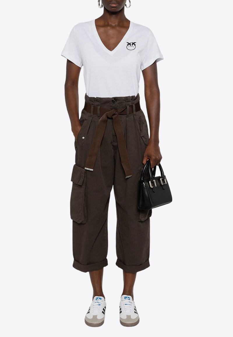 PINKO Ronfare Cropped Cargo Pants Brown 101840A21C_L64