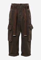 PINKO Ronfare Cropped Cargo Pants Brown 101840A21C_L64