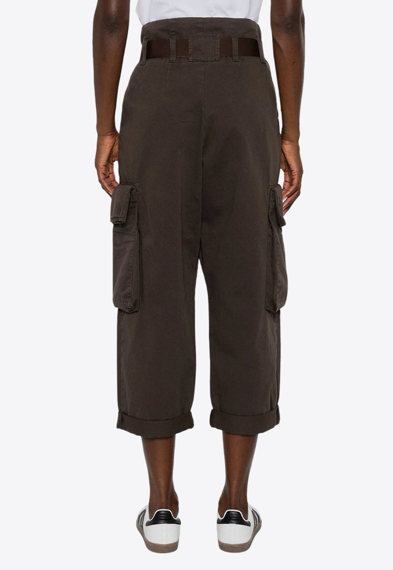 PINKO Ronfare Cropped Cargo Pants Brown 101840A21C_L64