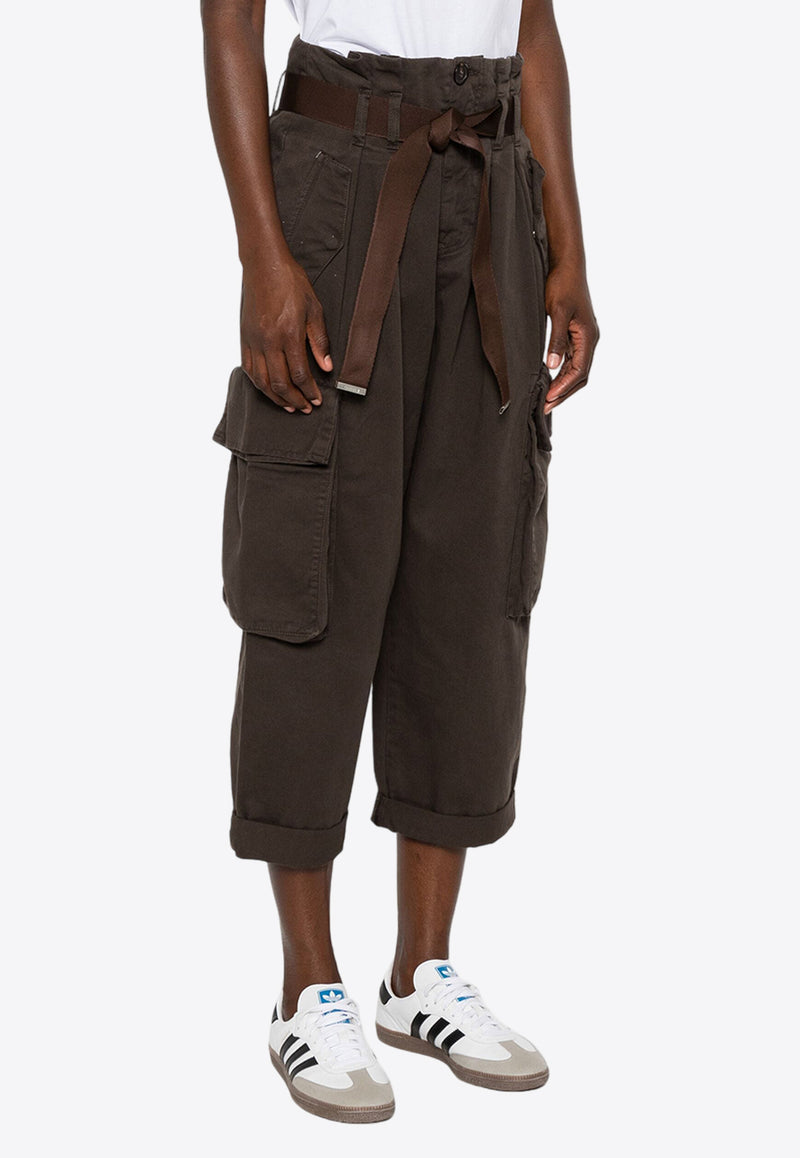 PINKO Ronfare Cropped Cargo Pants Brown 101840A21C_L64