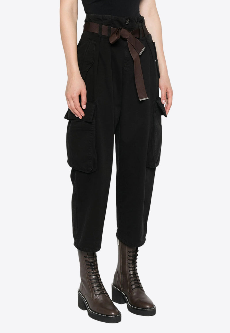 PINKO Ronfare Cropped Cargo Pants Black 101840A21C_Z99