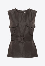 P.A.R.O.S.H Pesca Sleeveless Belted Top Gray D313031PESCA_067