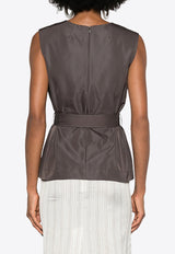 P.A.R.O.S.H Pesca Sleeveless Belted Top Gray D313031PESCA_067