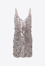 P.A.R.O.S.H Glow Sequined V-neck Mini Dress Gray D721965GLOW_018