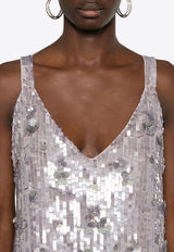 P.A.R.O.S.H Glow Sequined V-neck Mini Dress Gray D721965GLOW_018