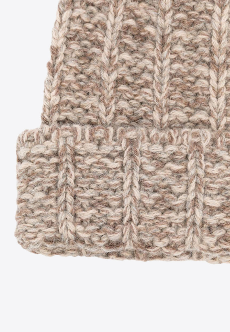 Maison Margiela Four Stitch Logo Chunky Knit Beanie Beige S50TB0007M13066_001F