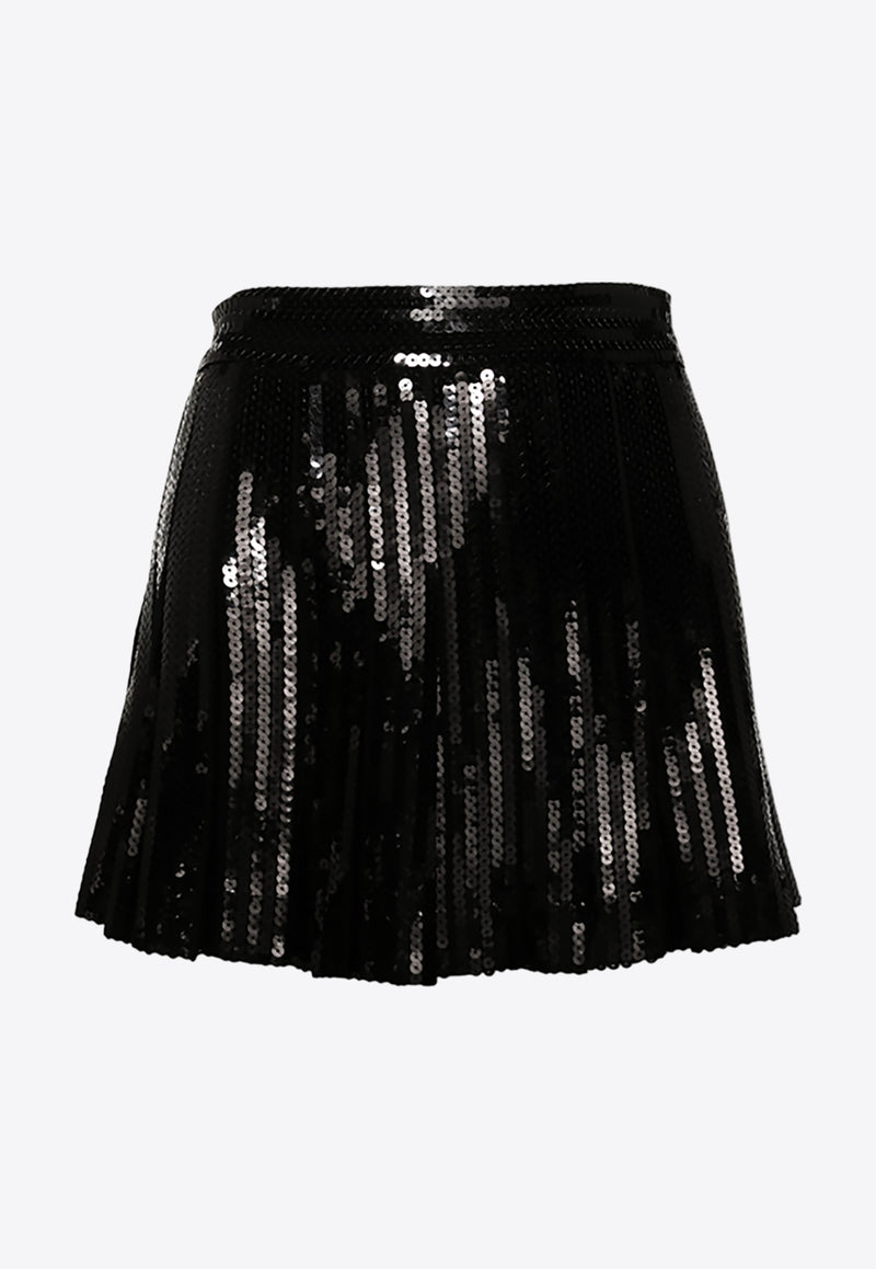 P.A.R.O.S.H Godot Sequined Mini Skirt Black D600521GODOT_013