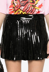 P.A.R.O.S.H Godot Sequined Mini Skirt Black D600521GODOT_013