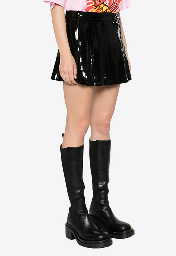 P.A.R.O.S.H Godot Sequined Mini Skirt Black D600521GODOT_013