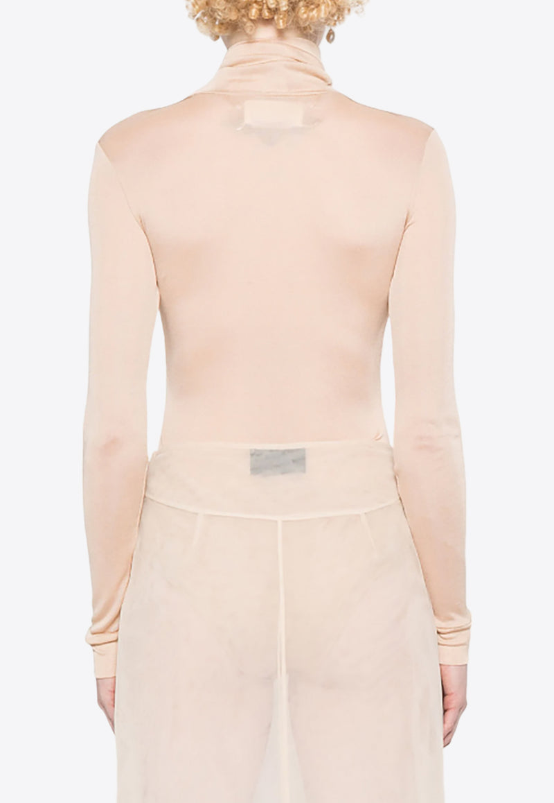 Maison Margiela Four Stitch Logo Turtleneck Bodysuit Nude S51NA0104S24468_220