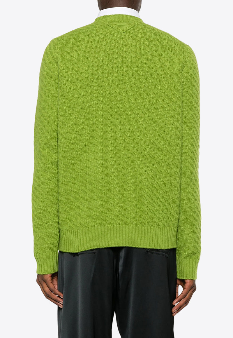 Prada Ribbed Knit Crewneck Sweater Green UMB890SOOO15TQ_F077G