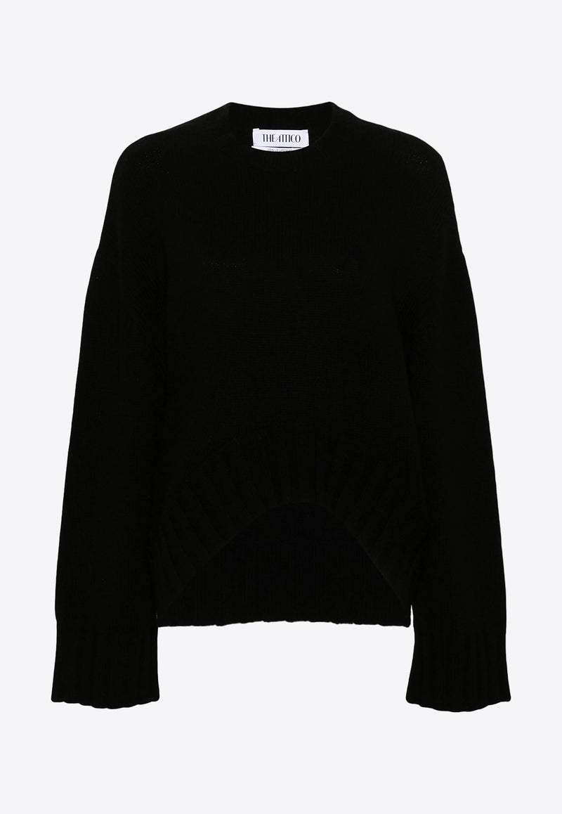 The Attico Ribbed Knit Crewneck Sweater Black 248WCK107KW046_100