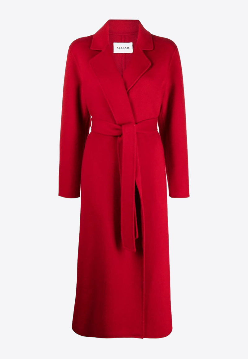 P.A.R.O.S.H Leak Self-Tie Long Coat Red D430890LLEAK24_009