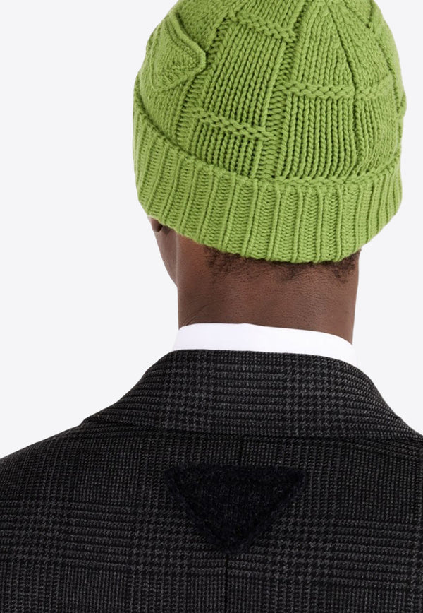 Prada Cashmere Triangle Logo Beanie Green UMD568SOOO15TP_F077G