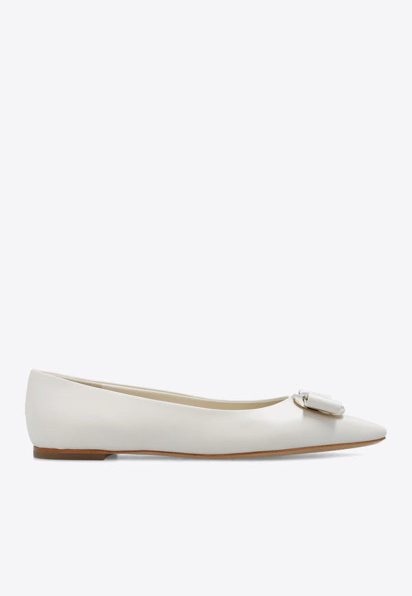 Salvatore Ferragamo Zea Vara Bow Ballet Flats in Nappa Leather Cream 01H585 ZEA 768695-MASCARPONE